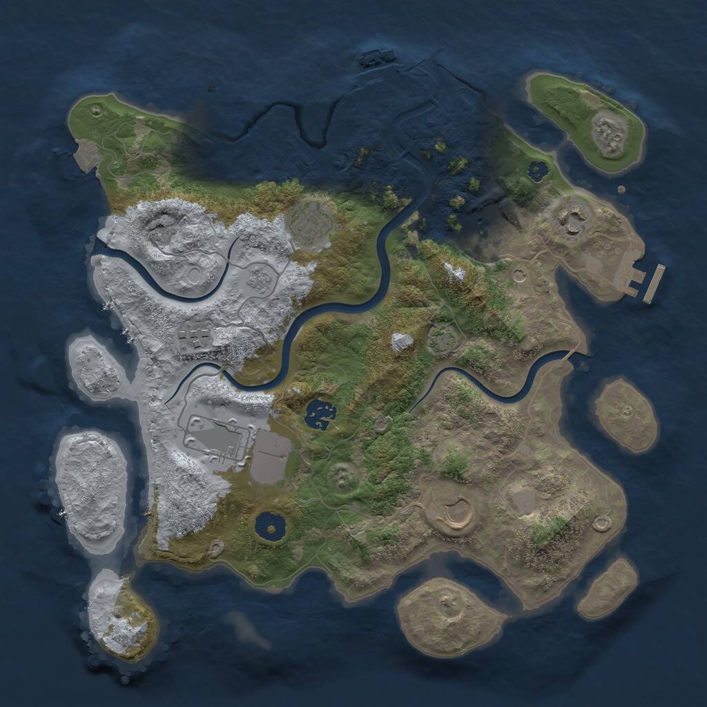 Rust Map: Procedural Map, Size: 3500, Seed: 635454175, 13 Monuments