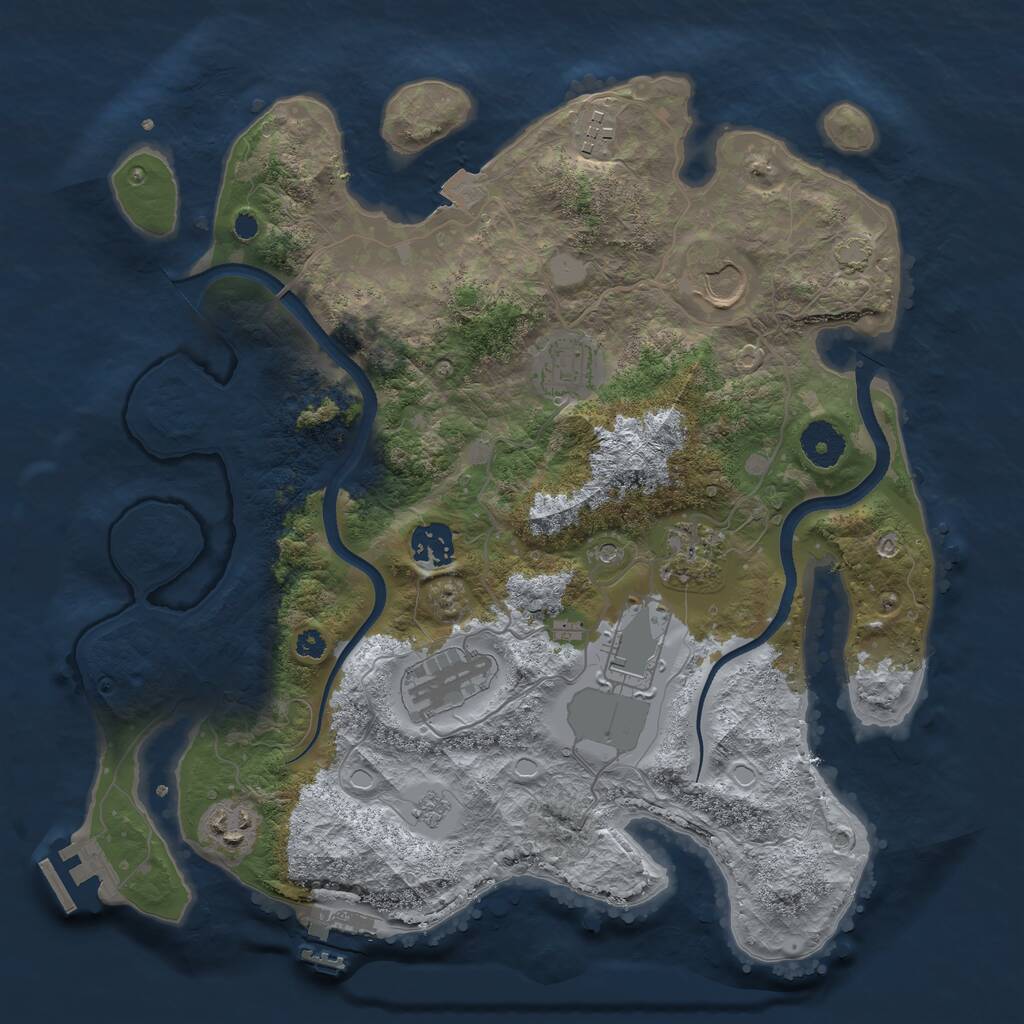 Rust Map: Procedural Map, Size: 3500, Seed: 1195862466, 14 Monuments