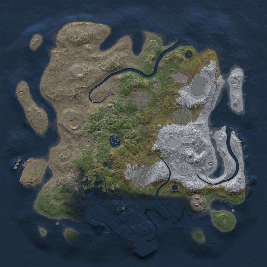 Rust Map: Procedural Map, Size: 3501, Seed: 16682, 14 Monuments