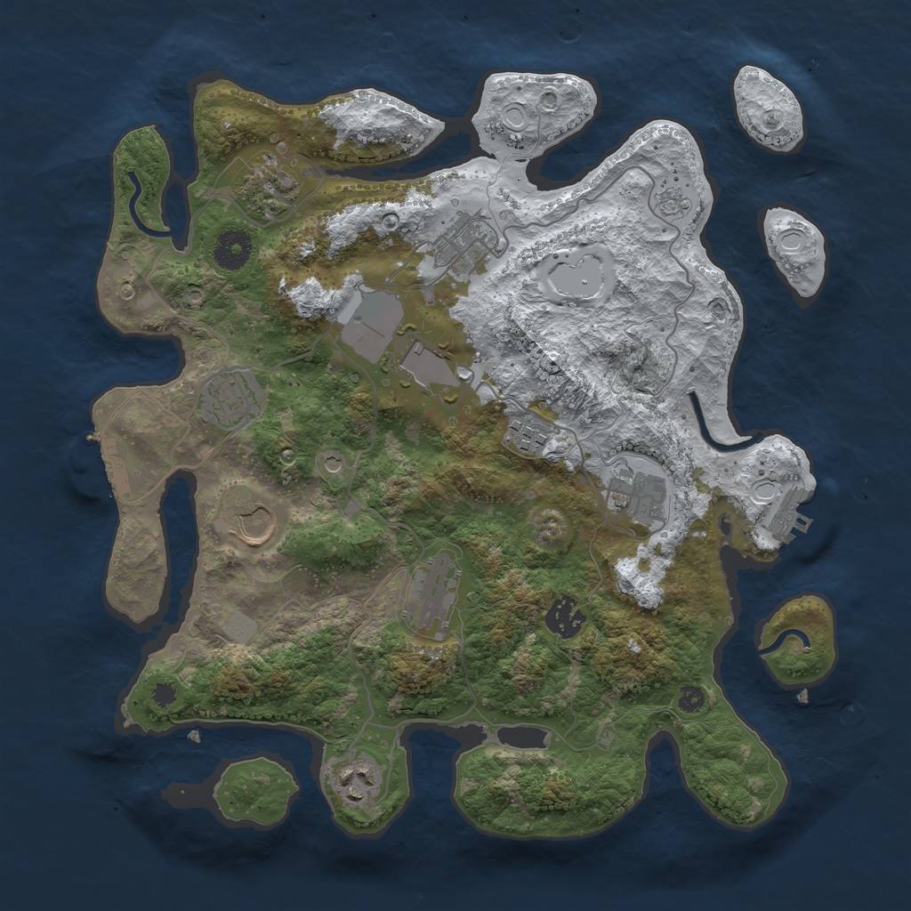 Rust Map: Procedural Map, Size: 3500, Seed: 100518, 19 Monuments