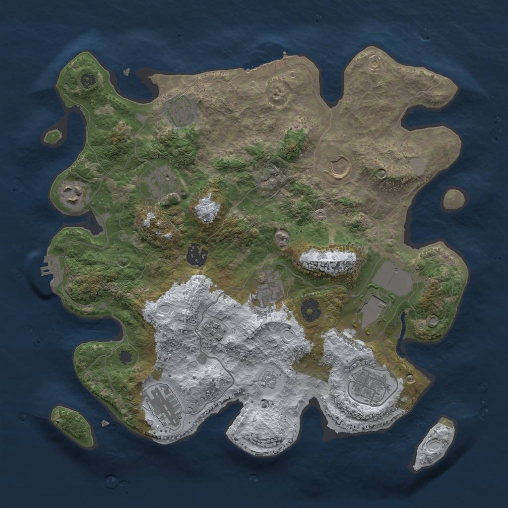 Rust Map: Procedural Map, Size: 3500, Seed: 205662041, 18 Monuments