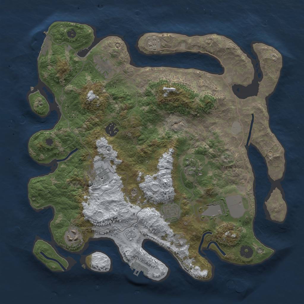 Rust Map: Procedural Map, Size: 3500, Seed: 40961, 17 Monuments