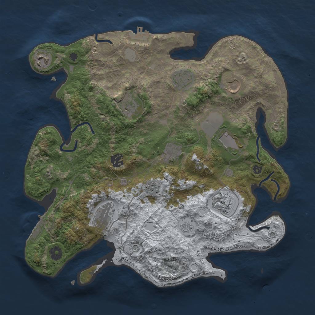 Rust Map: Procedural Map, Size: 3500, Seed: 2043957812, 19 Monuments