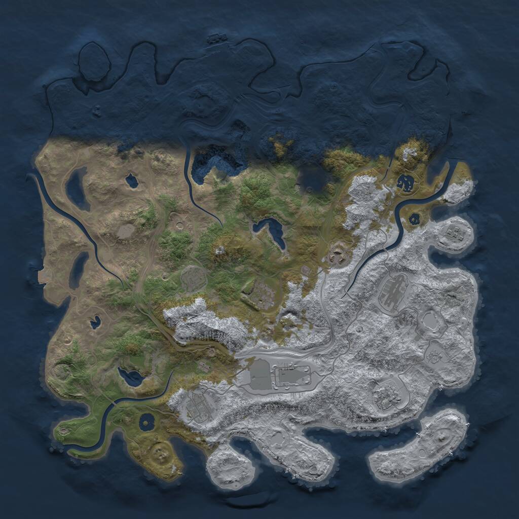 Rust Map: Procedural Map, Size: 4500, Seed: 1990, 16 Monuments