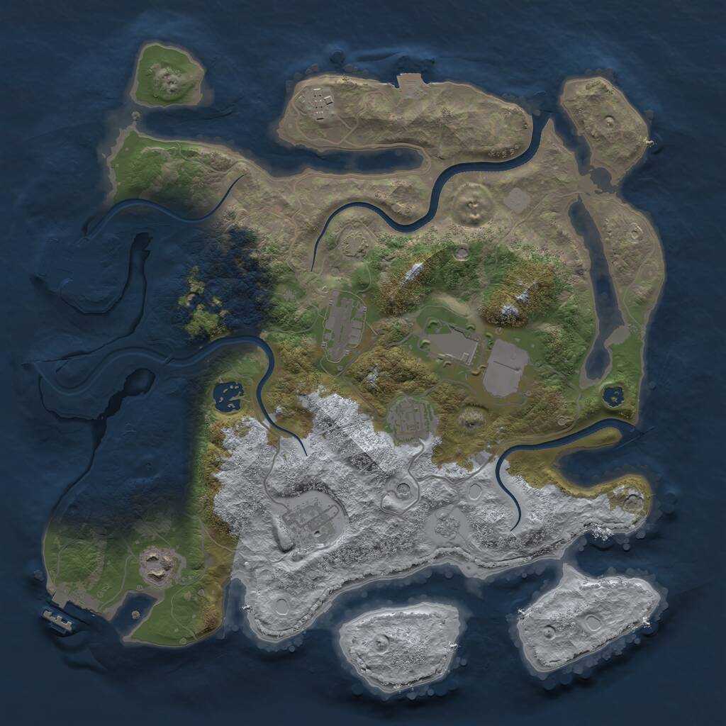 Rust Map: Procedural Map, Size: 3500, Seed: 388715417, 13 Monuments