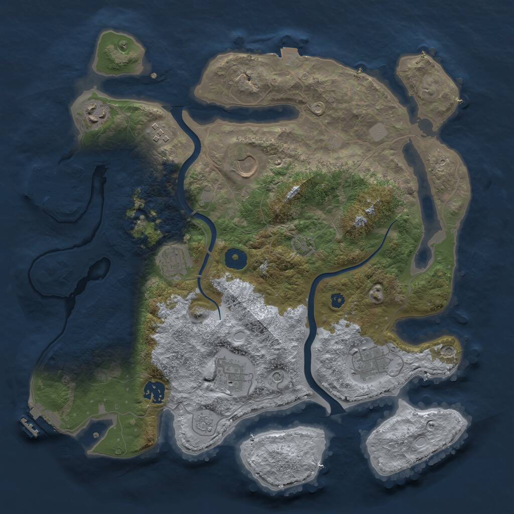 Rust Map: Procedural Map, Size: 3500, Seed: 388715417, 13 Monuments