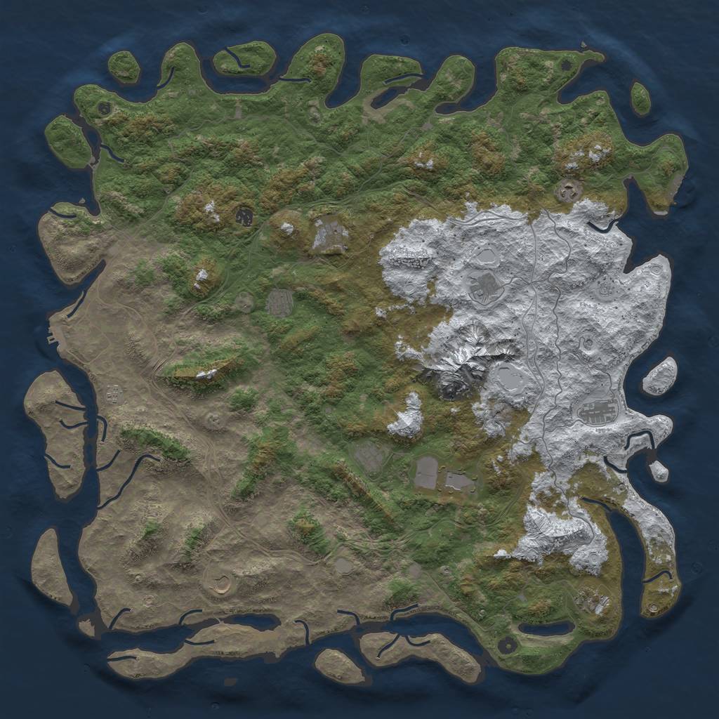 Rust Map: Procedural Map, Size: 6000, Seed: 608373583, 20 Monuments