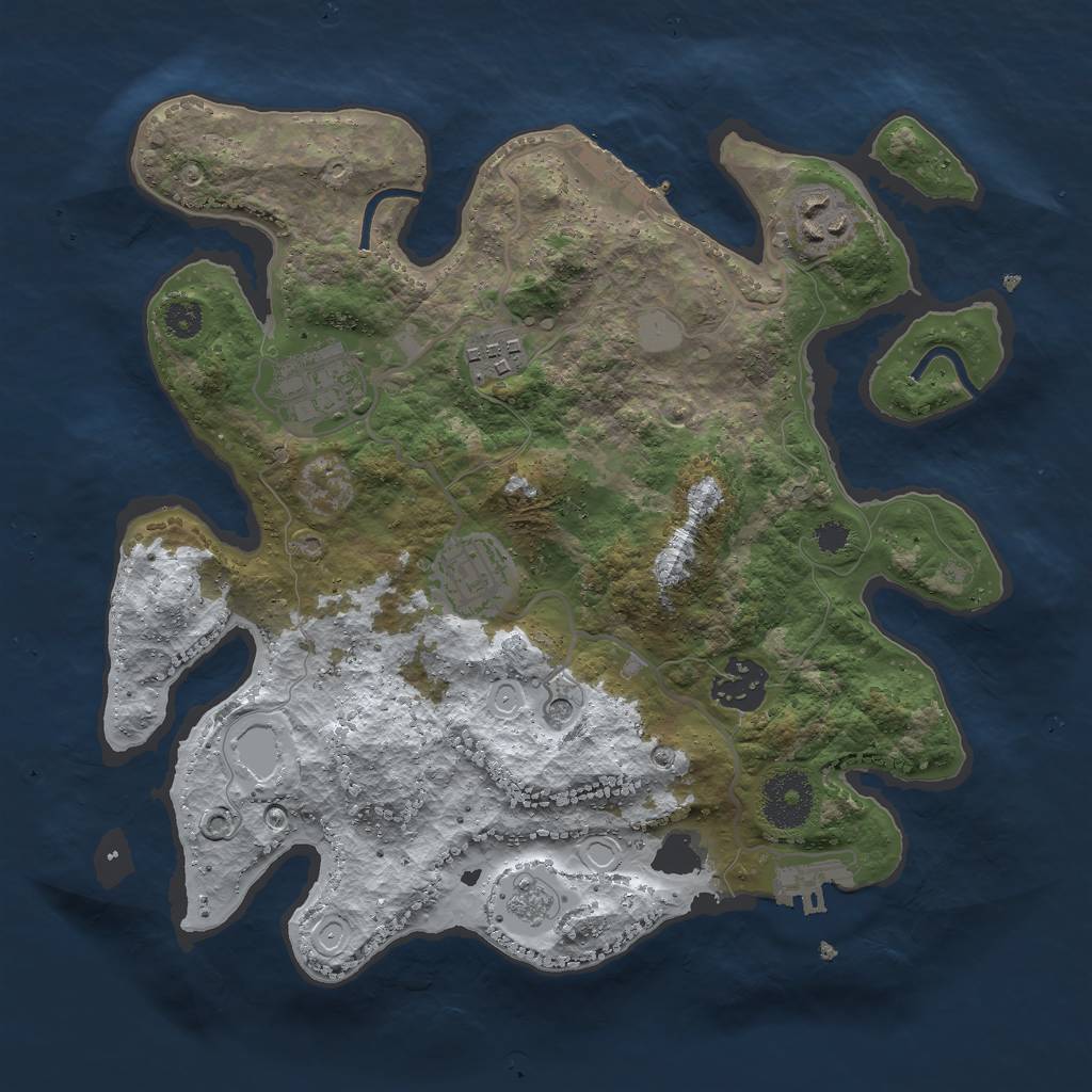Rust Map: Procedural Map, Size: 3000, Seed: 2083982954, 14 Monuments