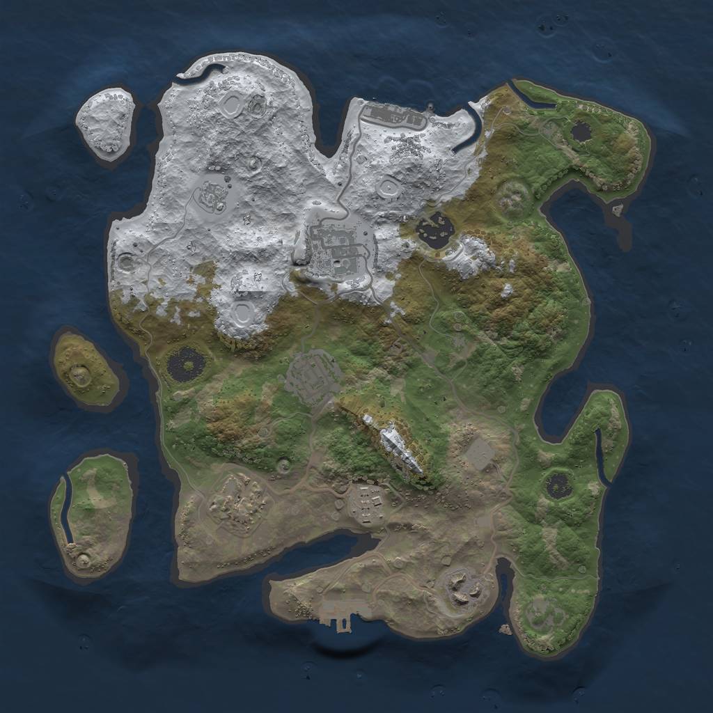 Rust Map: Procedural Map, Size: 3000, Seed: 979309013, 14 Monuments