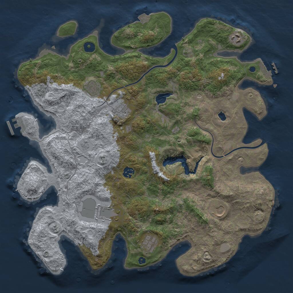 Rust Map: Procedural Map, Size: 4000, Seed: 72894662, 14 Monuments