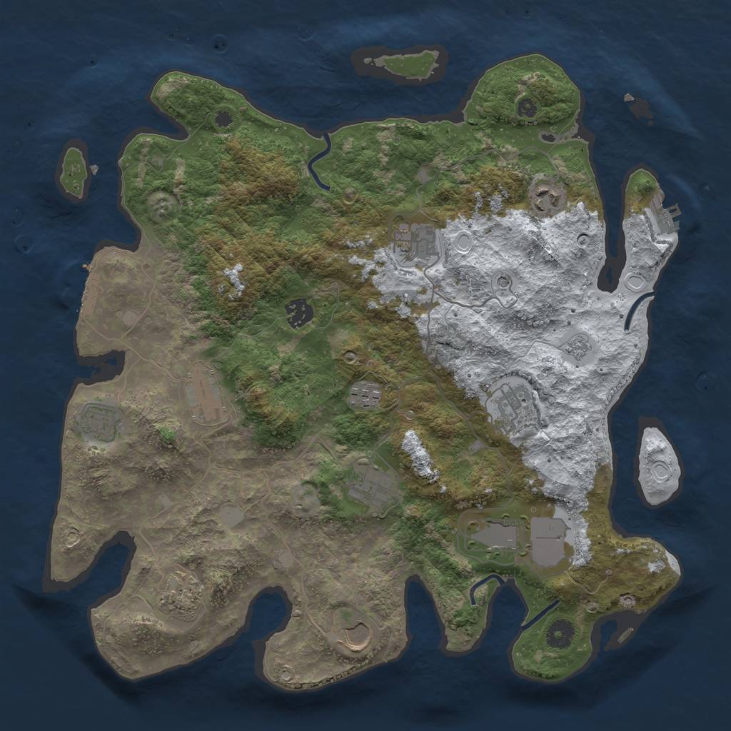 Rust Map: Procedural Map, Size: 3850, Seed: 1185849488, 20 Monuments