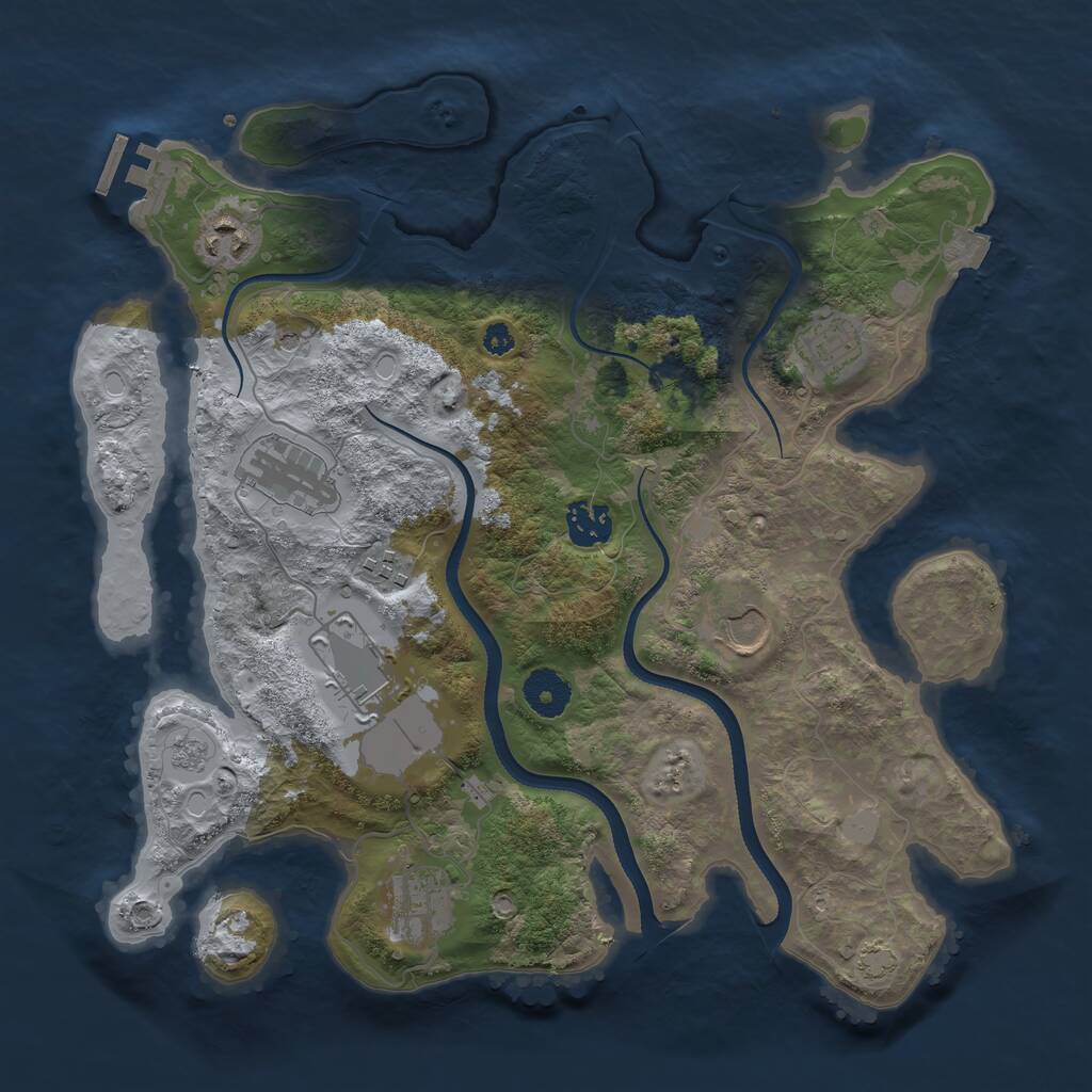 Rust Map: Procedural Map, Size: 3500, Seed: 843920840, 13 Monuments