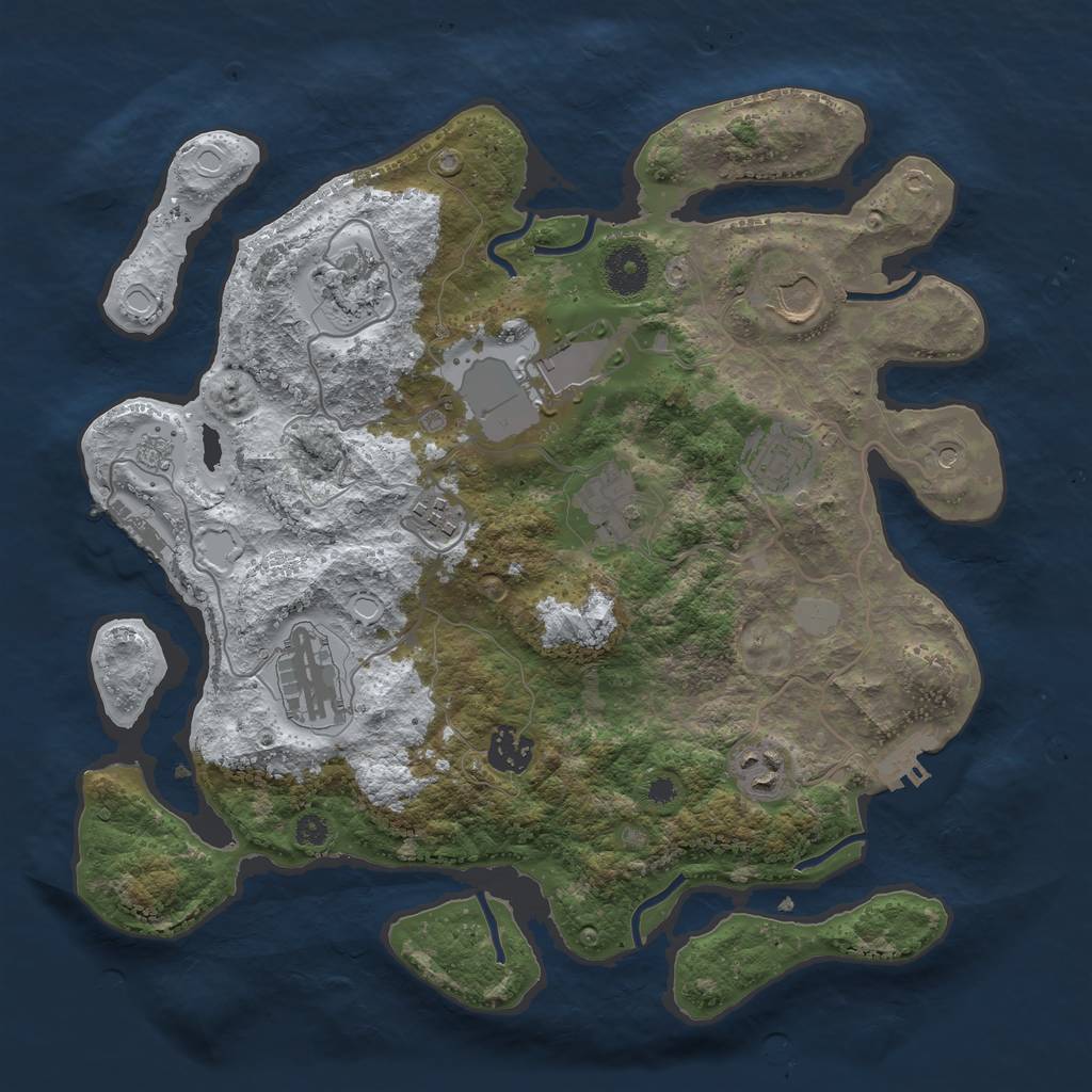 Rust Map: Procedural Map, Size: 3500, Seed: 724392172, 18 Monuments