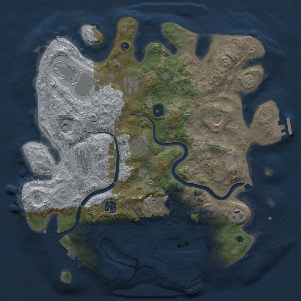 Rust Map: Procedural Map, Size: 3700, Seed: 1252814820, 15 Monuments