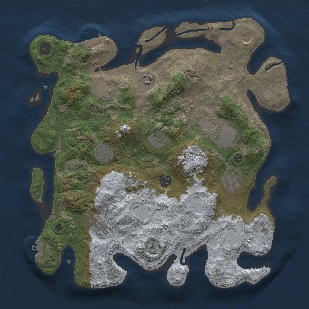 Rust Map: Procedural Map, Size: 3750, Seed: 2113317254, 19 Monuments
