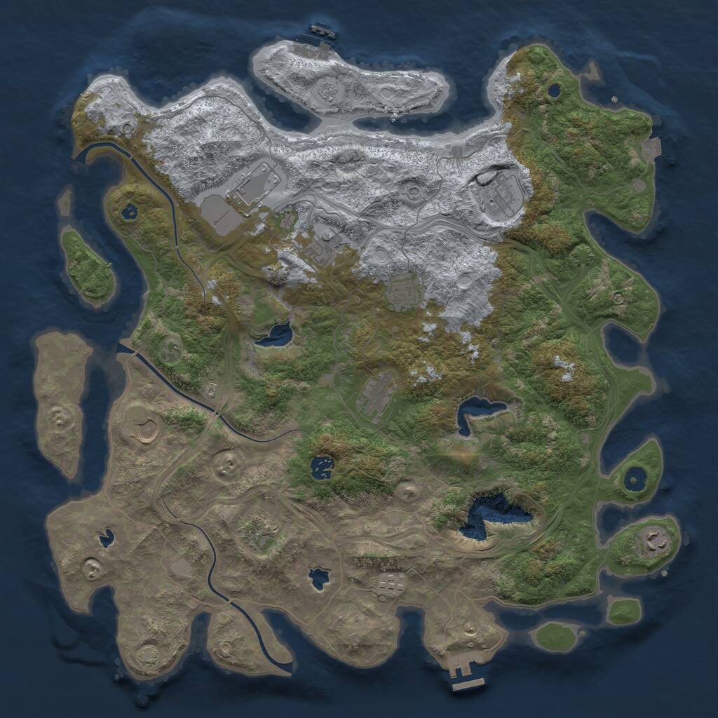 Rust Map: Procedural Map, Size: 4500, Seed: 1959087188, 16 Monuments