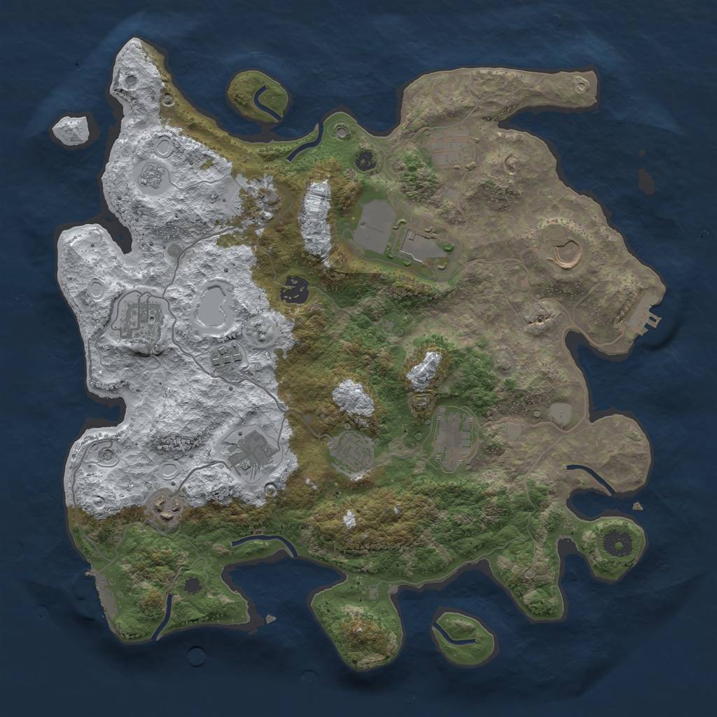 Rust Map: Procedural Map, Size: 3750, Seed: 1861434226, 20 Monuments