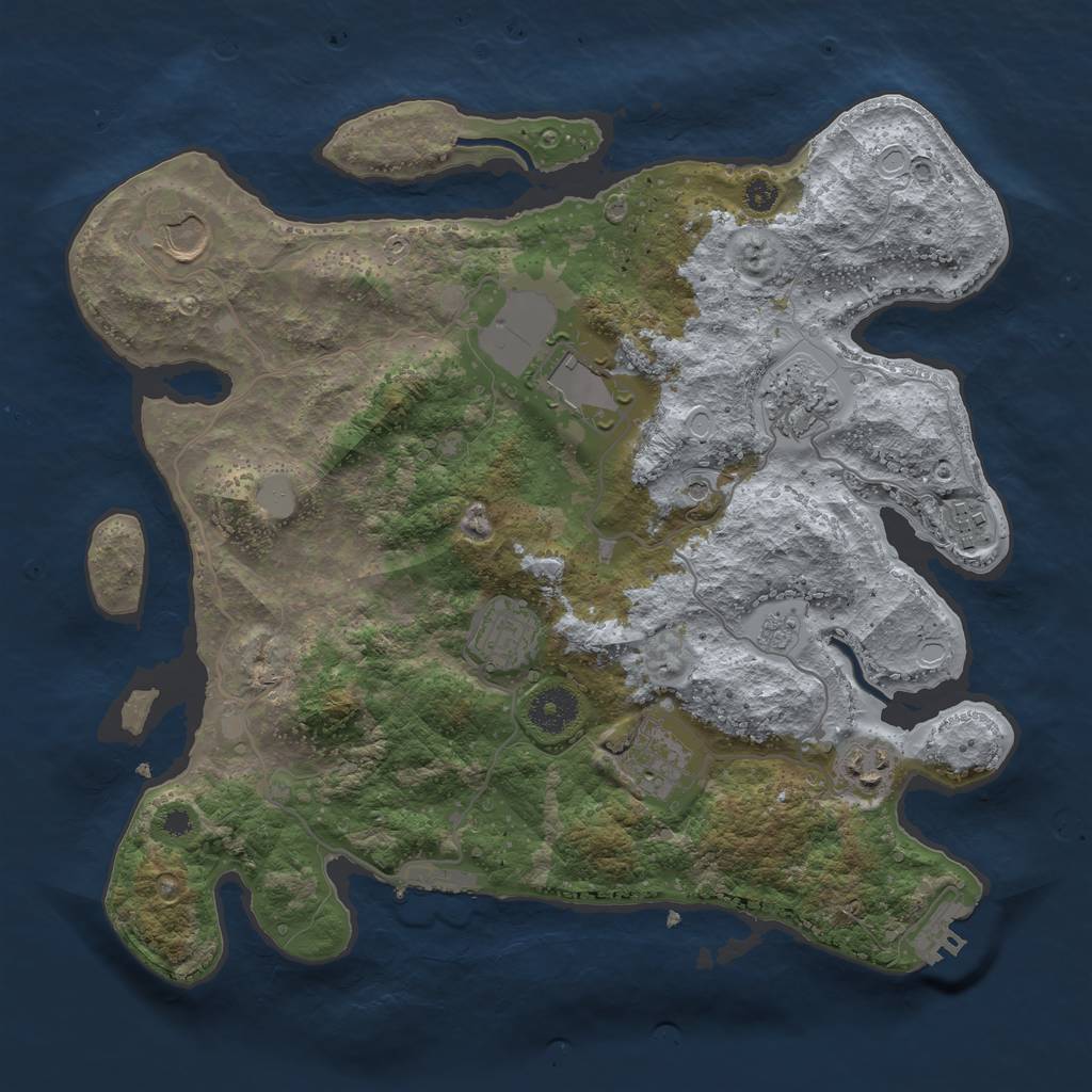 Rust Map: Procedural Map, Size: 3500, Seed: 1815227006, 14 Monuments