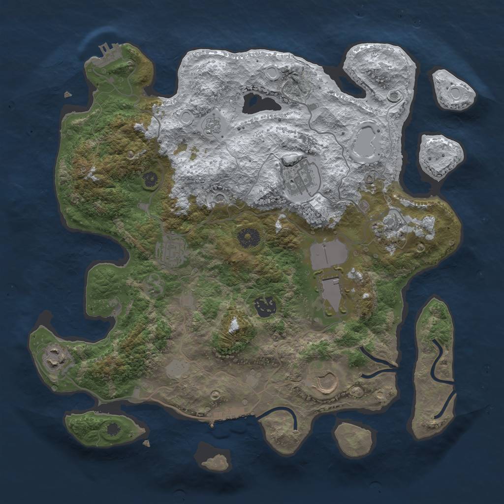 Rust Map: Procedural Map, Size: 3500, Seed: 80972607, 16 Monuments