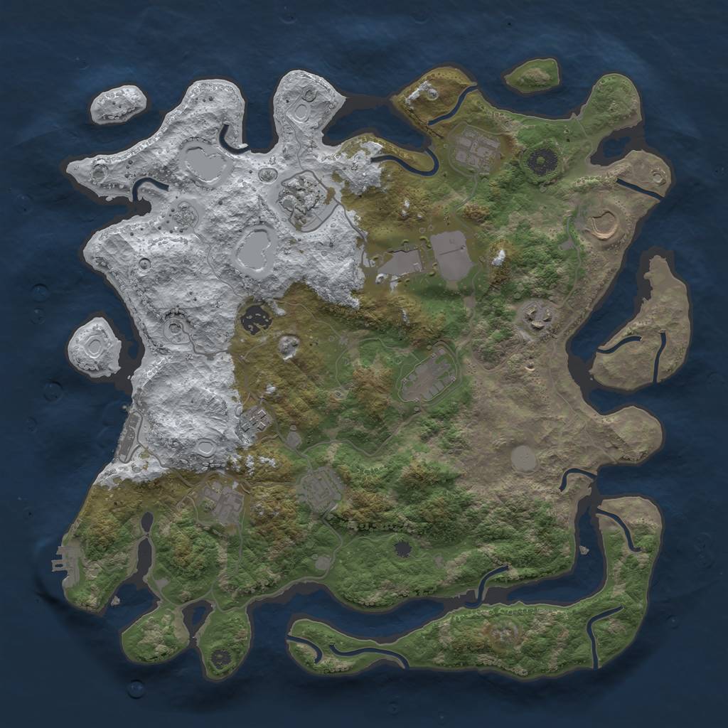 Rust Map: Procedural Map, Size: 3850, Seed: 1824059635, 19 Monuments
