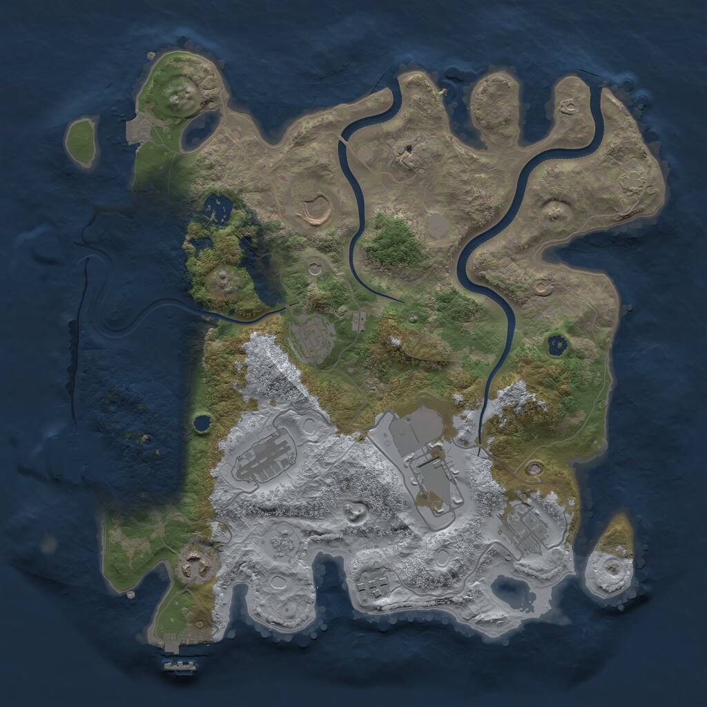 Rust Map: Procedural Map, Size: 3500, Seed: 985124, 14 Monuments