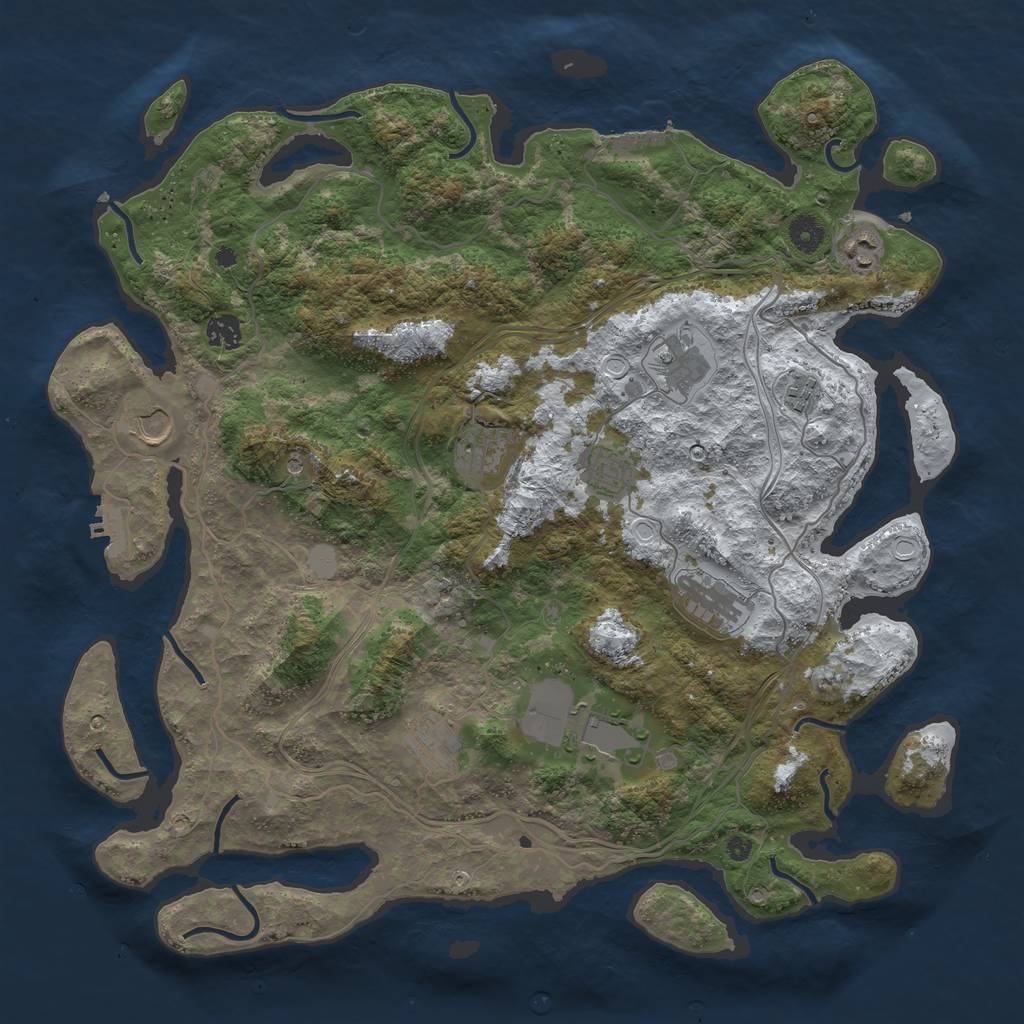 Rust Map: Procedural Map, Size: 4250, Seed: 608373583, 18 Monuments