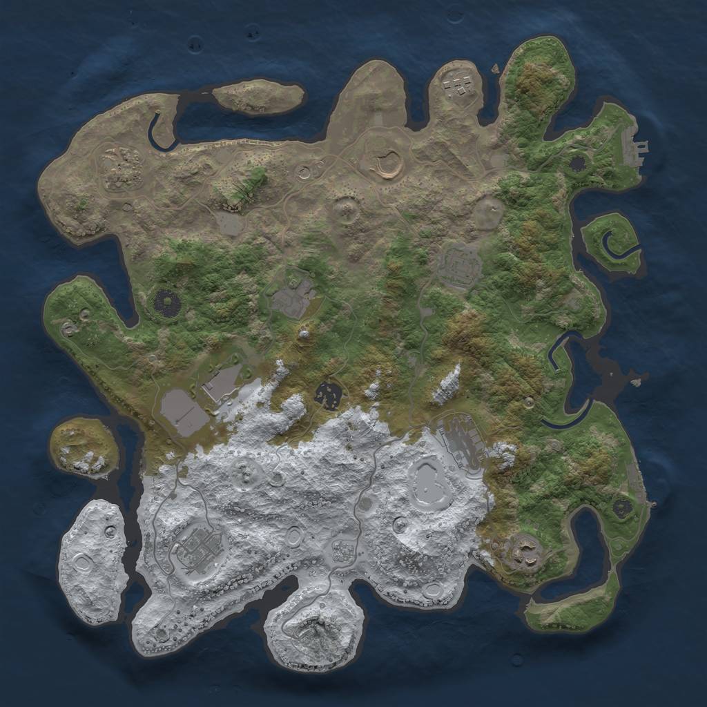 Rust Map: Procedural Map, Size: 3800, Seed: 1987568597, 19 Monuments