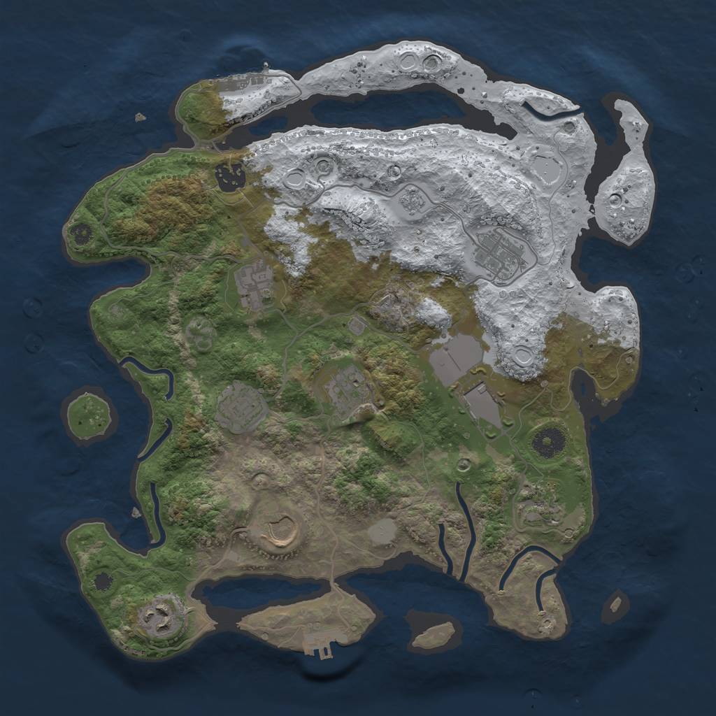 Rust Map: Procedural Map, Size: 3500, Seed: 1282734881, 18 Monuments