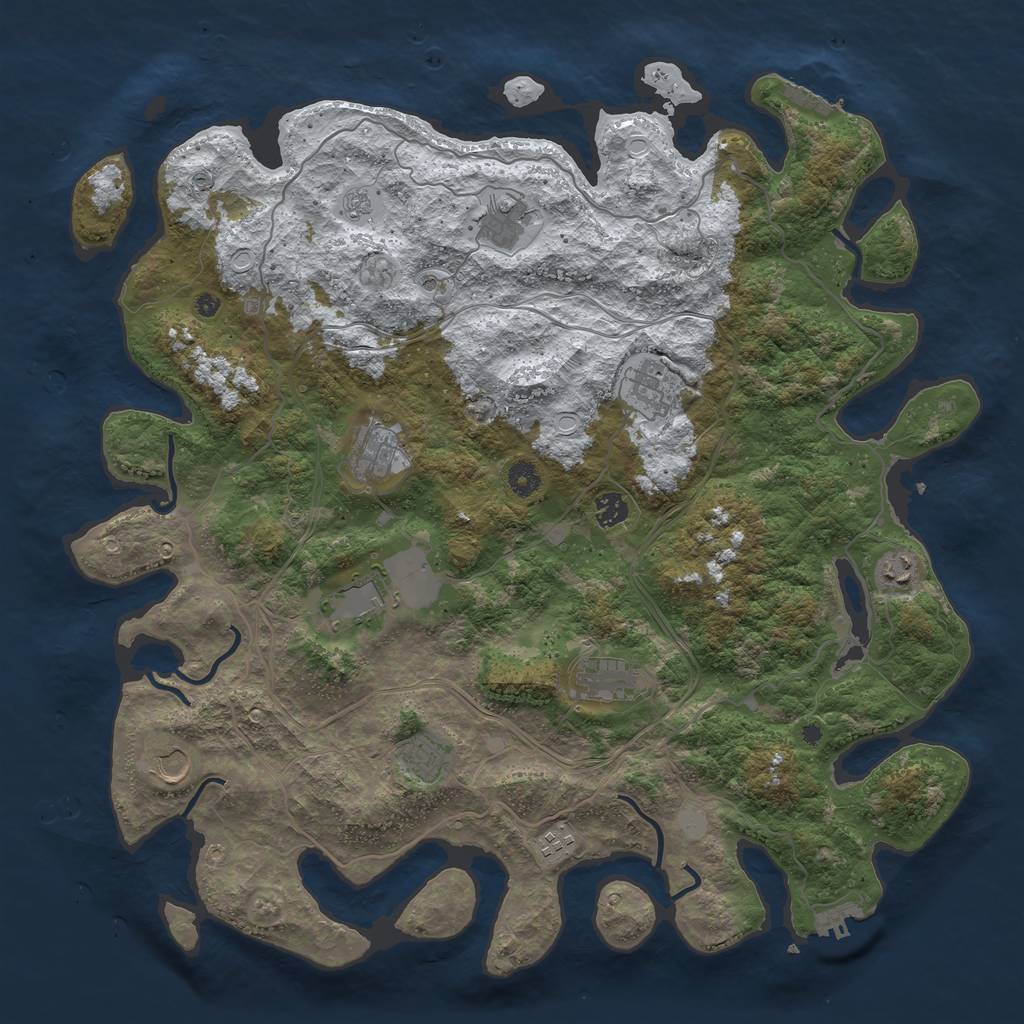 Rust Map: Procedural Map, Size: 4500, Seed: 1294061571, 19 Monuments