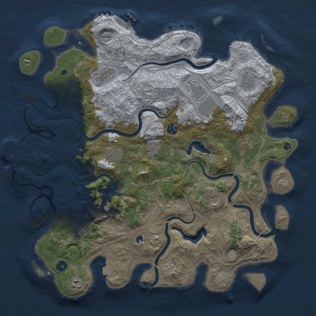 Rust Map: Procedural Map, Size: 4432, Seed: 1, 17 Monuments