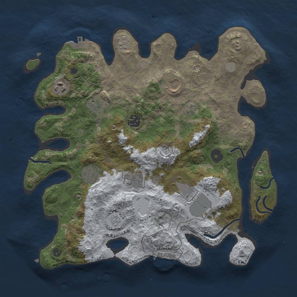Rust Map: Procedural Map, Size: 3500, Seed: 13784319, 17 Monuments
