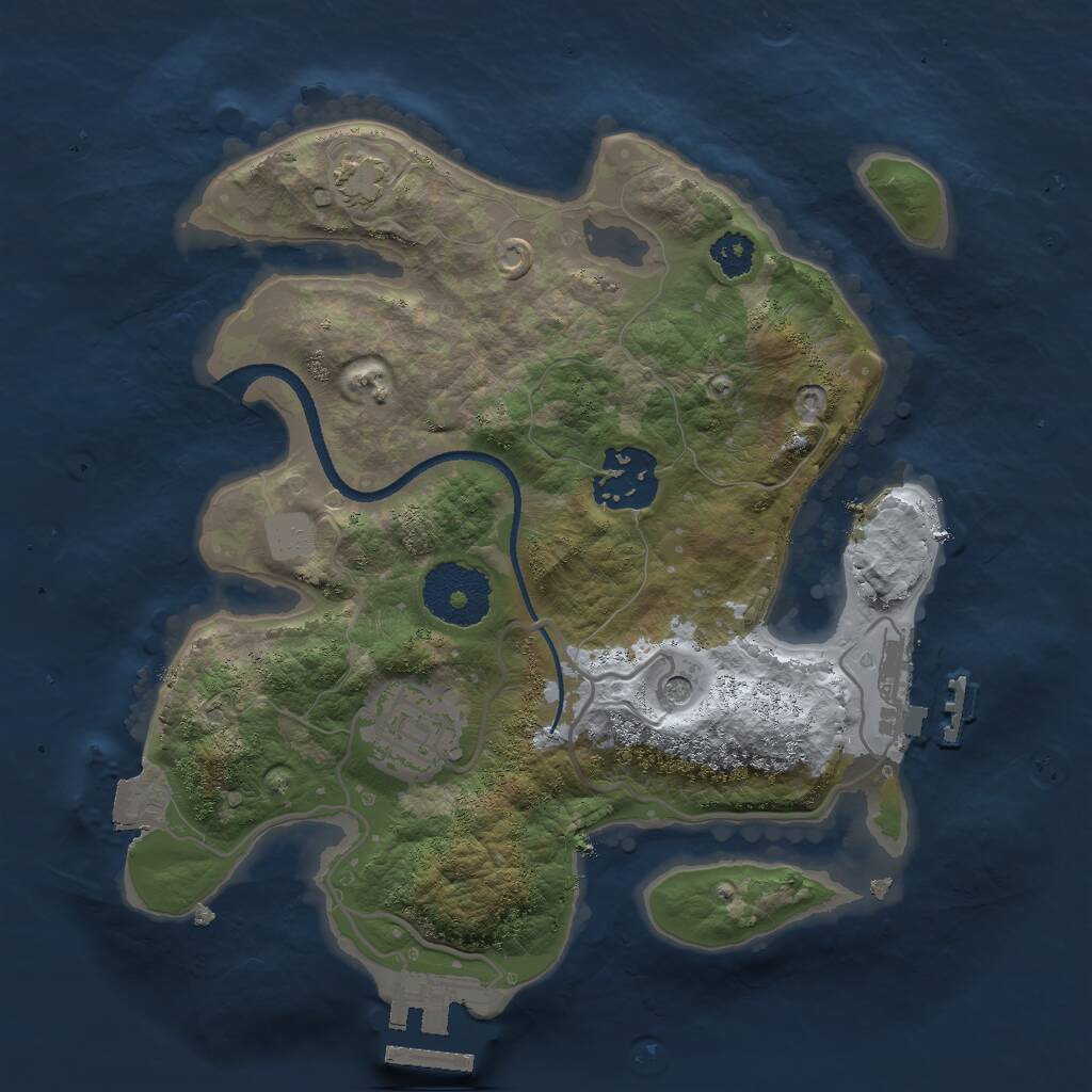 Rust Map: Procedural Map, Size: 2500, Seed: 2070955869, 7 Monuments