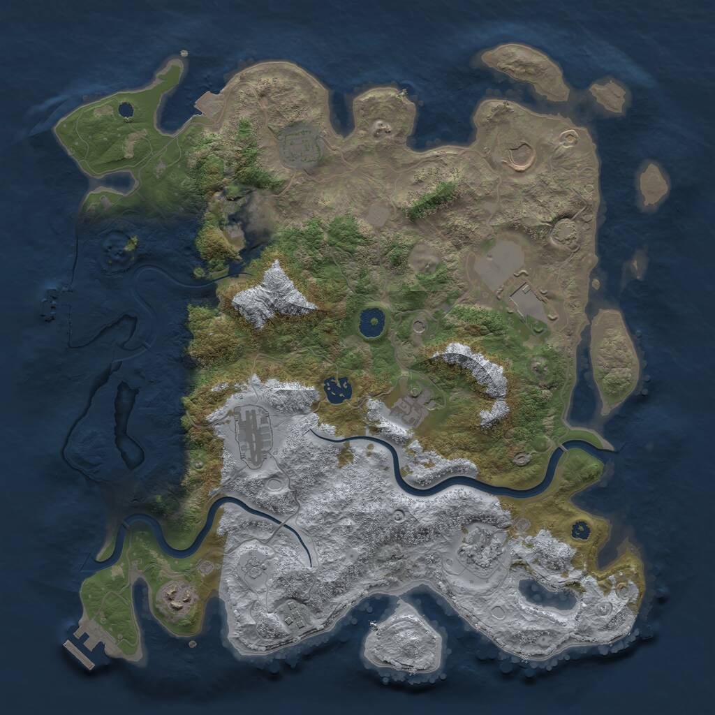 Rust Map: Procedural Map, Size: 3850, Seed: 680045468, 16 Monuments