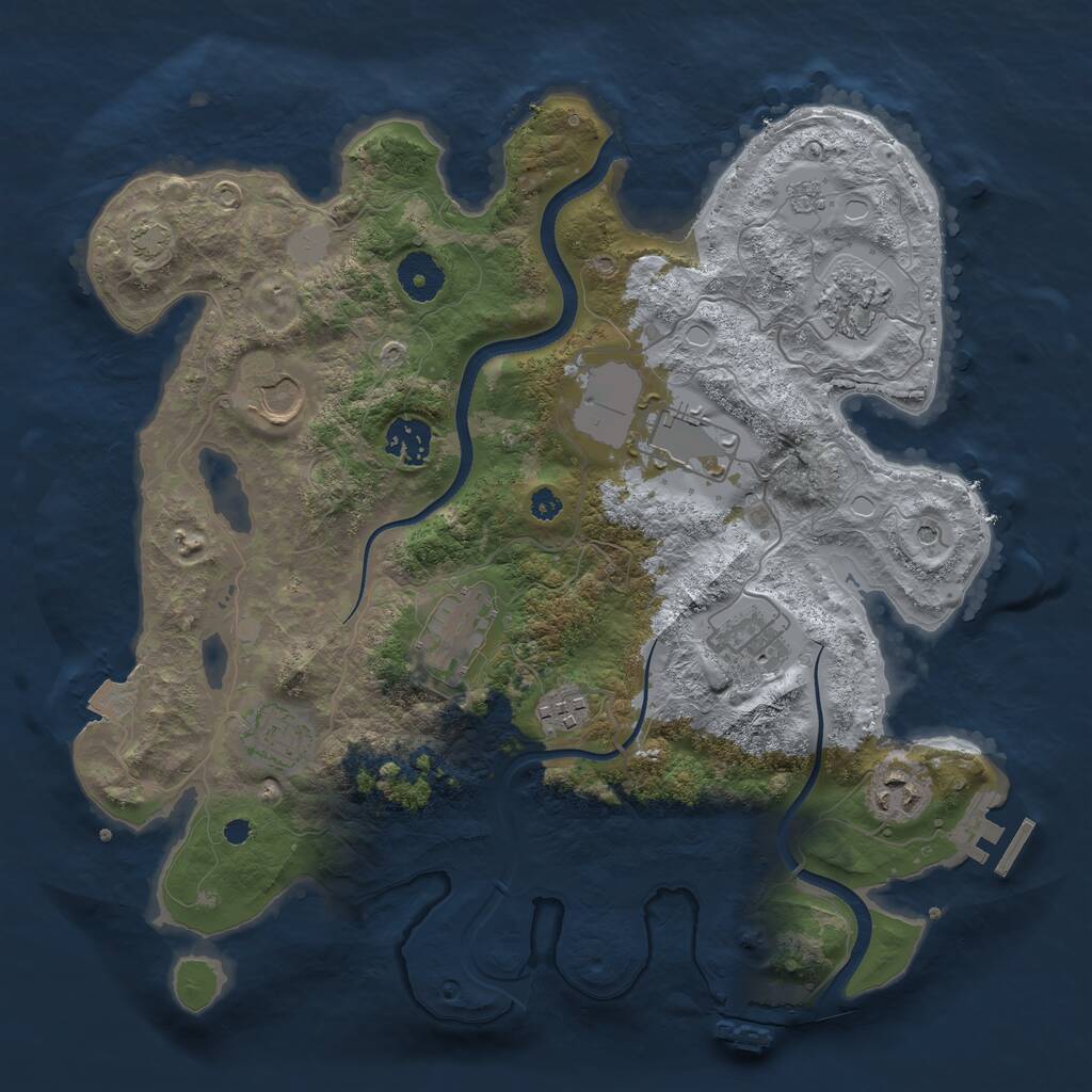 Rust Map: Procedural Map, Size: 3500, Seed: 753993356, 15 Monuments