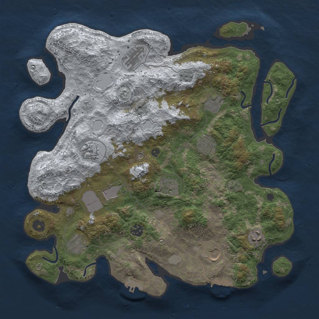 Rust Map: Procedural Map, Size: 3850, Seed: 550392972, 20 Monuments