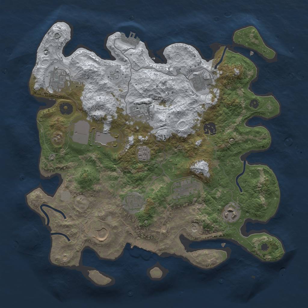 Rust Map: Procedural Map, Size: 3500, Seed: 515508115, 19 Monuments