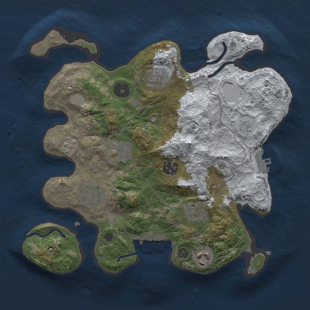 Rust Map: Procedural Map, Size: 3000, Seed: 71994735, 16 Monuments