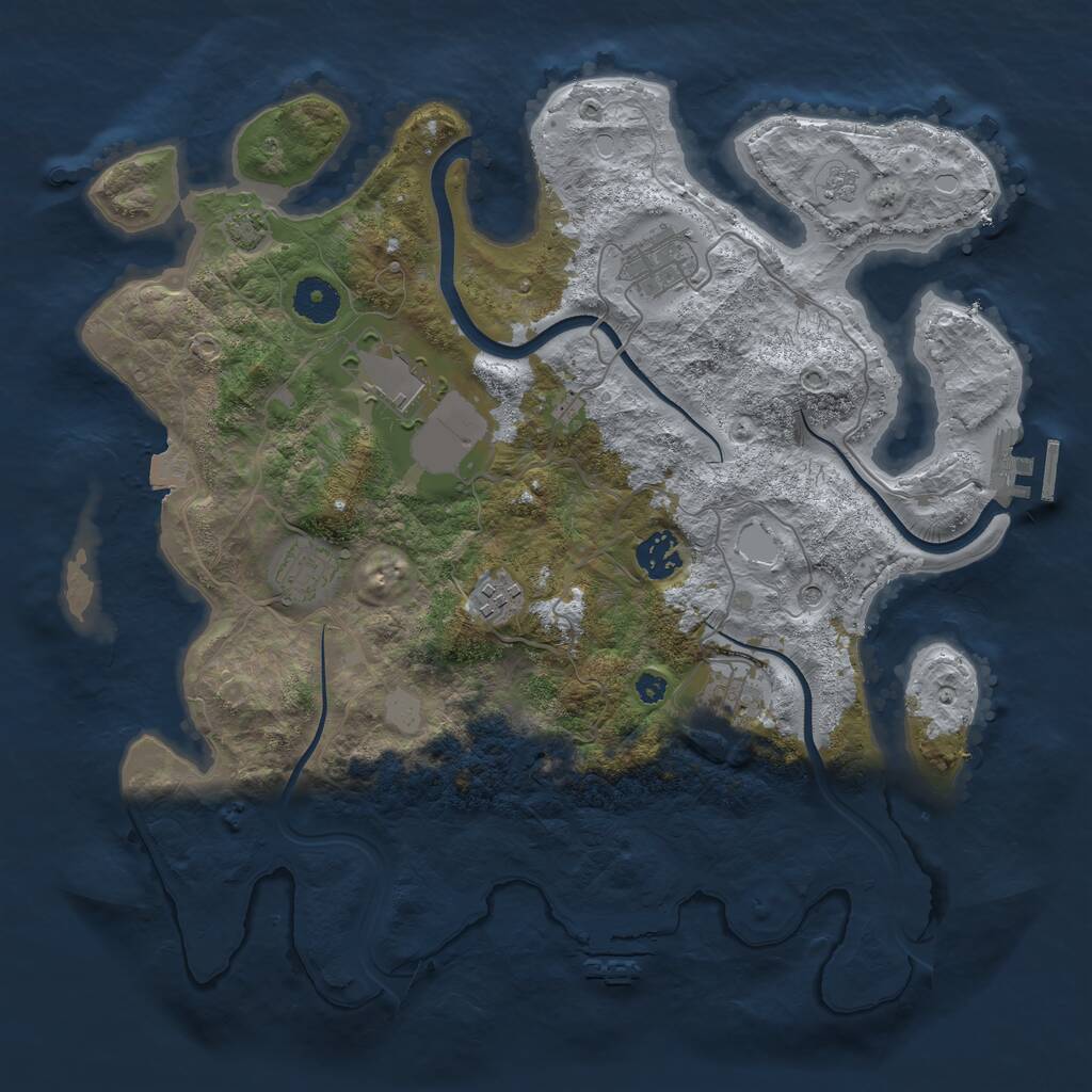 Rust Map: Procedural Map, Size: 3600, Seed: 1385083572, 12 Monuments