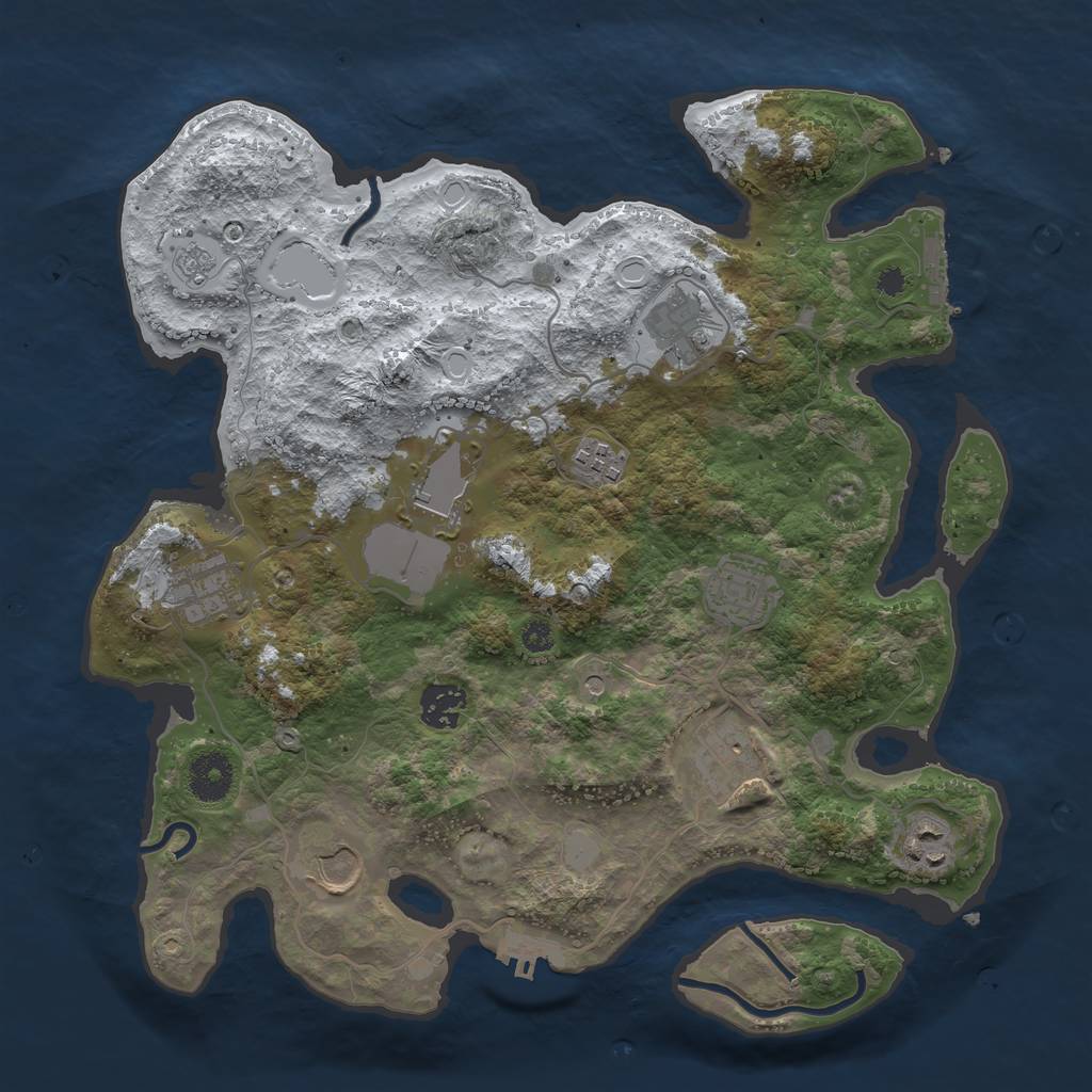 Rust Map: Procedural Map, Size: 3500, Seed: 154391630, 18 Monuments