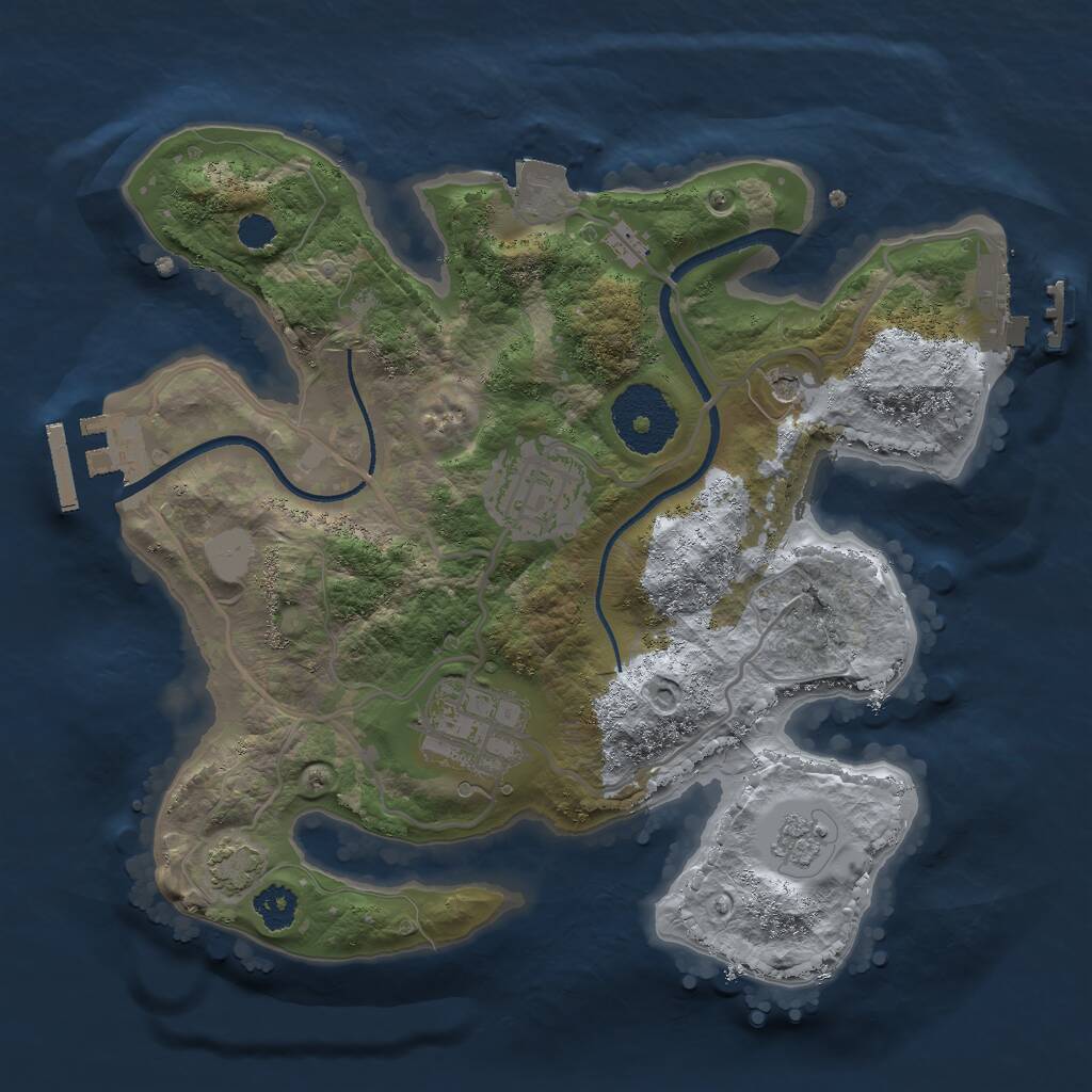 Rust Map: Procedural Map, Size: 2500, Seed: 32454, 8 Monuments