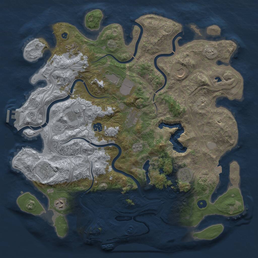 Rust Map: Procedural Map, Size: 4250, Seed: 1282421111, 16 Monuments