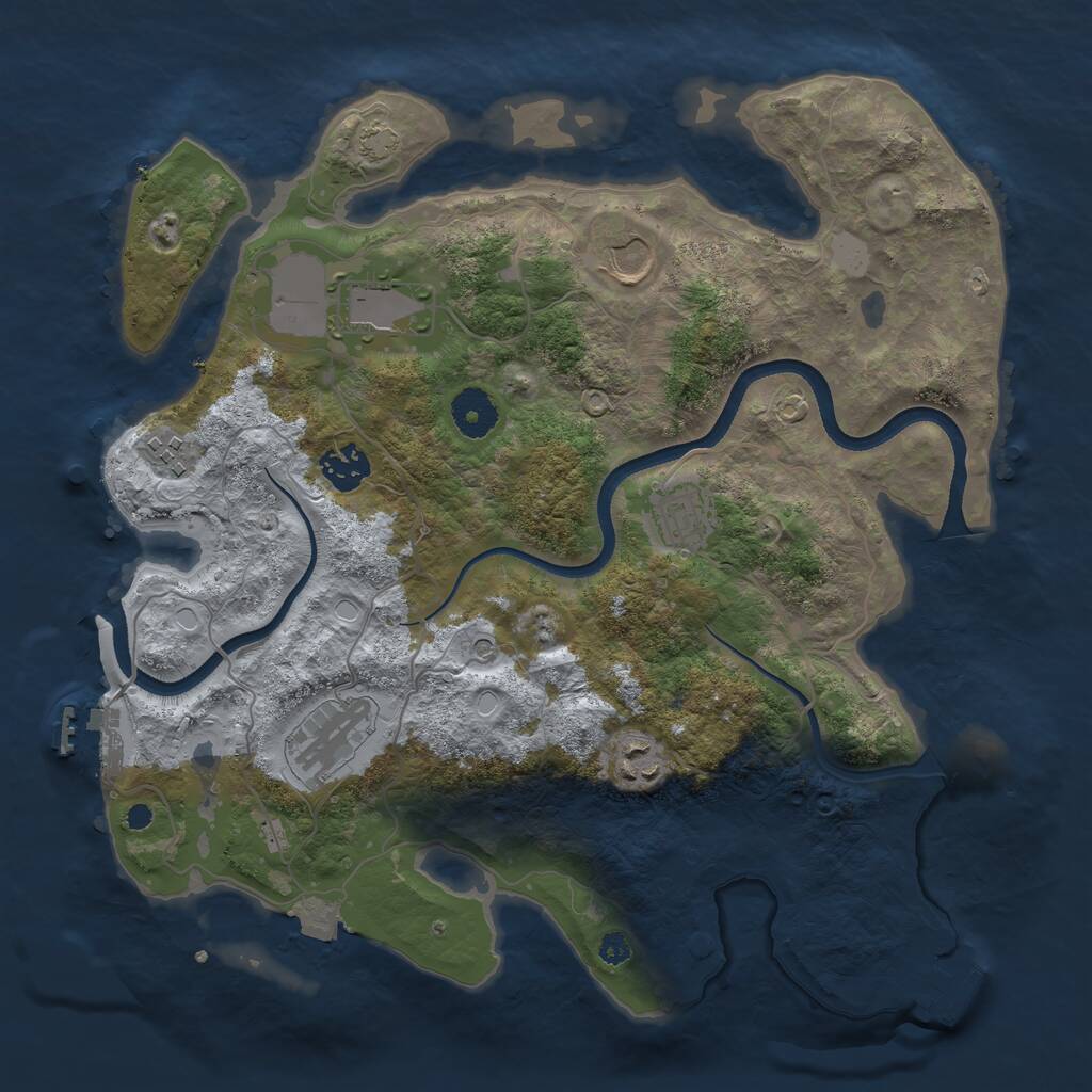 Rust Map: Procedural Map, Size: 3500, Seed: 872561948, 12 Monuments