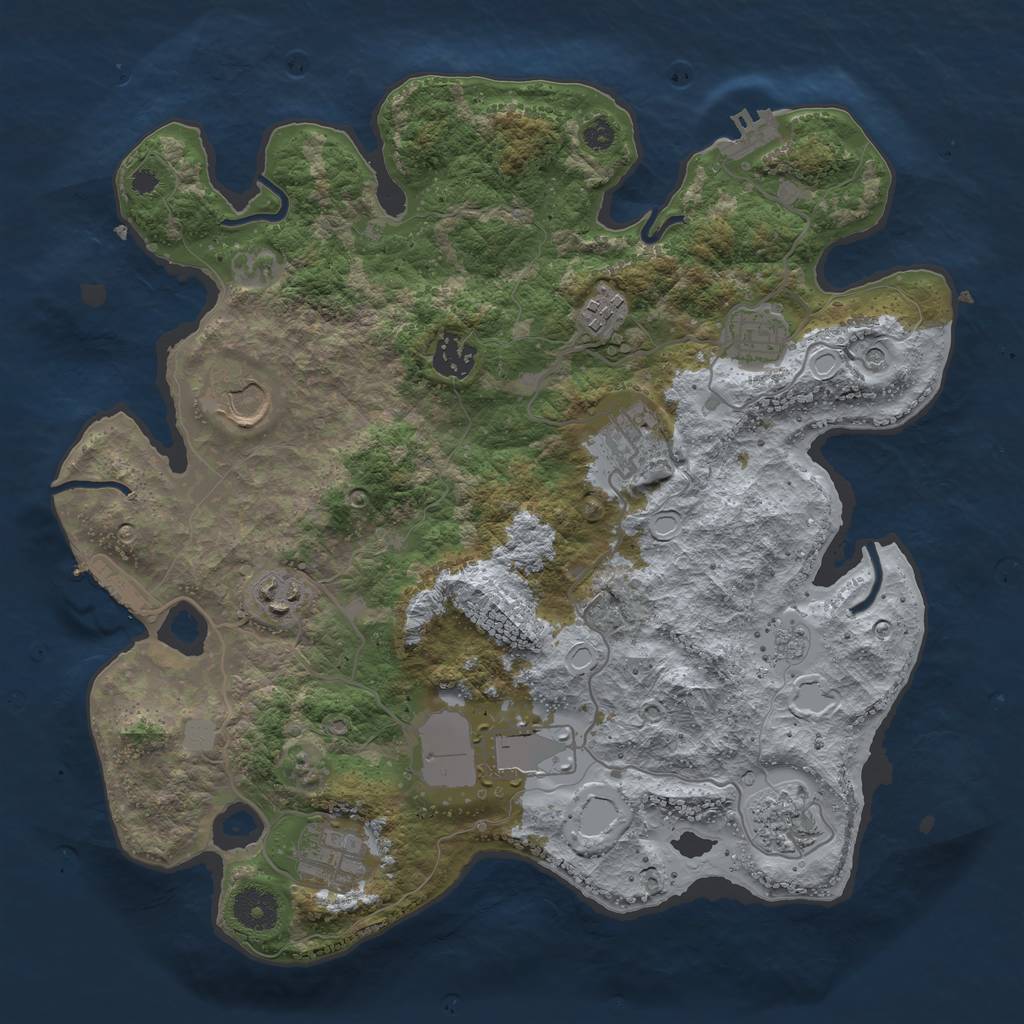Rust Map: Procedural Map, Size: 3500, Seed: 1021428162, 16 Monuments