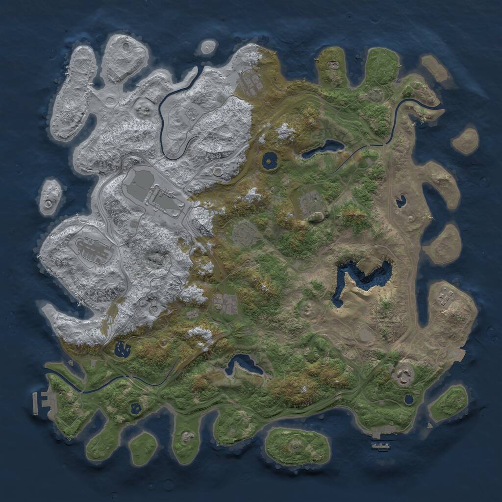 Rust Map: Procedural Map, Size: 4500, Seed: 2077, 15 Monuments