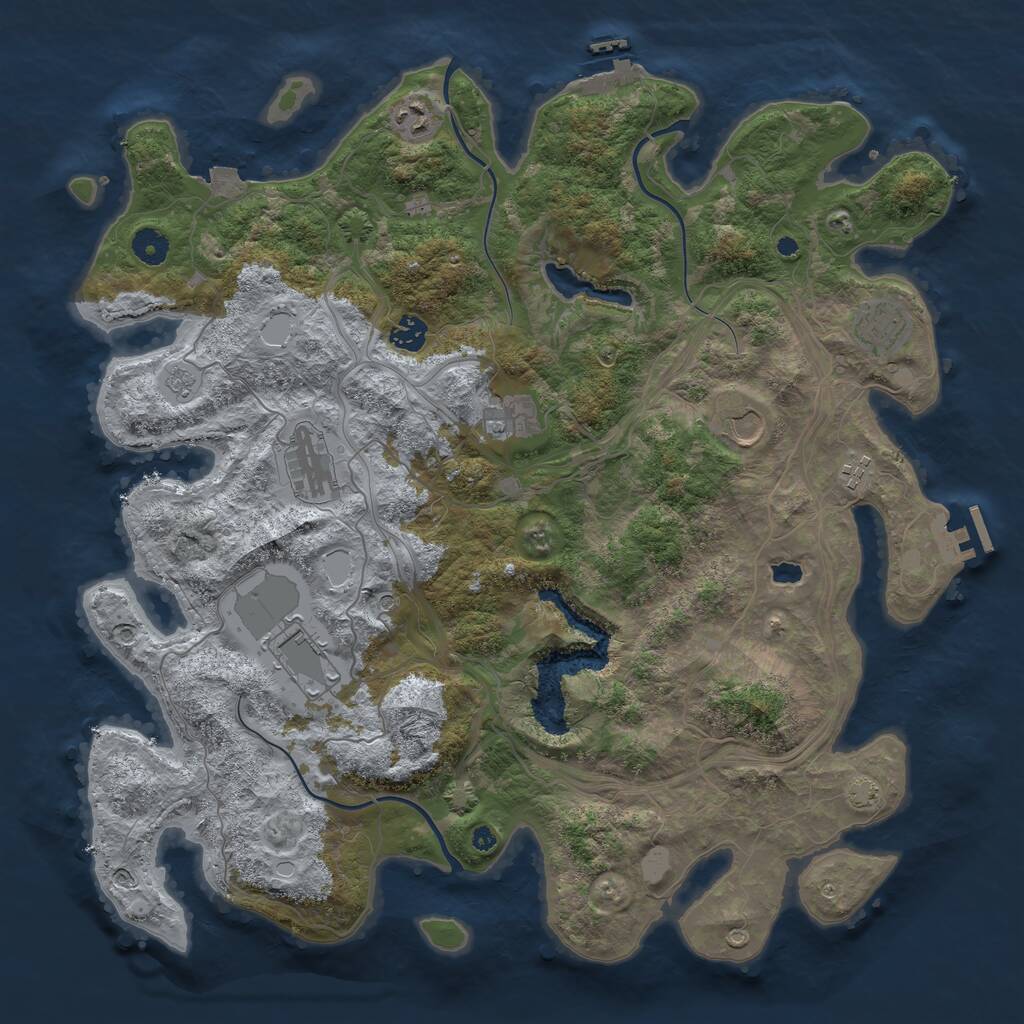 Rust Map: Procedural Map, Size: 4250, Seed: 33615025, 14 Monuments