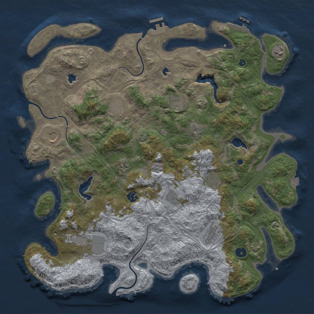 Rust Map: Procedural Map, Size: 4500, Seed: 142578124, 17 Monuments