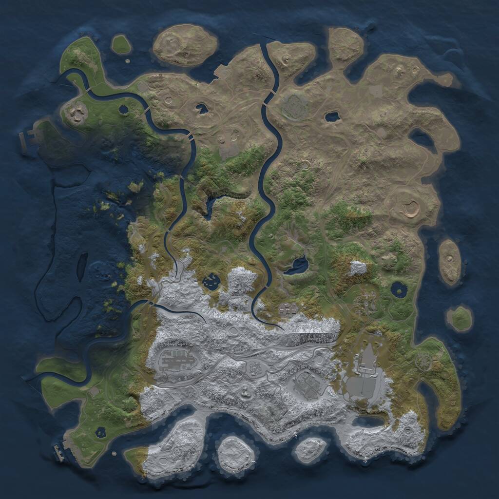 Rust Map: Procedural Map, Size: 4500, Seed: 2144455930, 16 Monuments