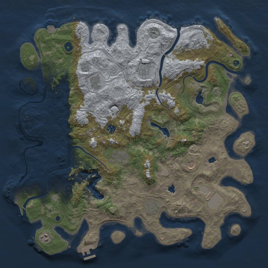 Rust Map: Procedural Map, Size: 4500, Seed: 169279046, 16 Monuments