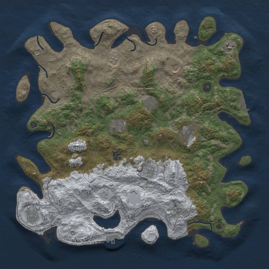 Rust Map: Procedural Map, Size: 4250, Seed: 632714086, 18 Monuments
