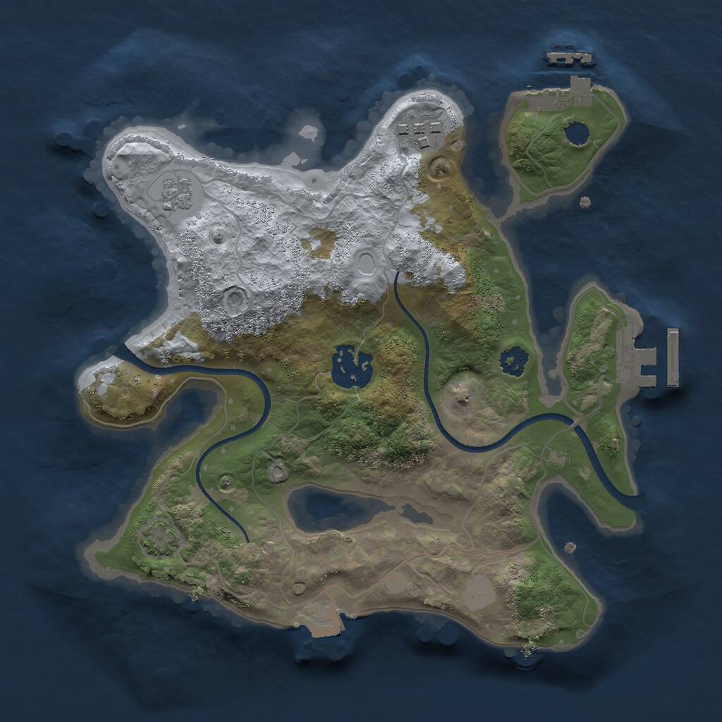 Rust Map: Procedural Map, Size: 2500, Seed: 37168960, 7 Monuments